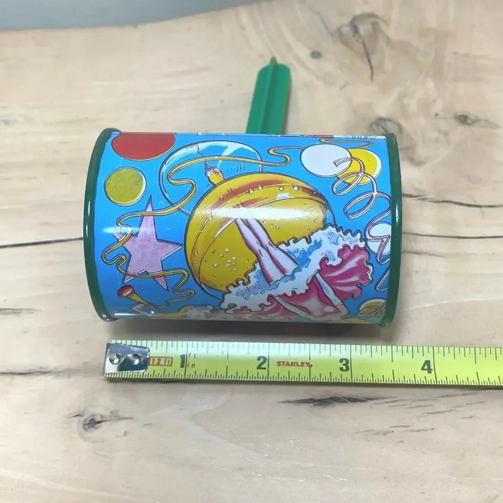Vtg Tin Noisemaker Metal Toy Noise Maker New Years Showgirl Party Clanger Rattle
